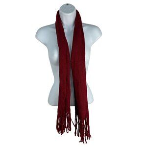Red Acrylic Fringed Scarf For Women